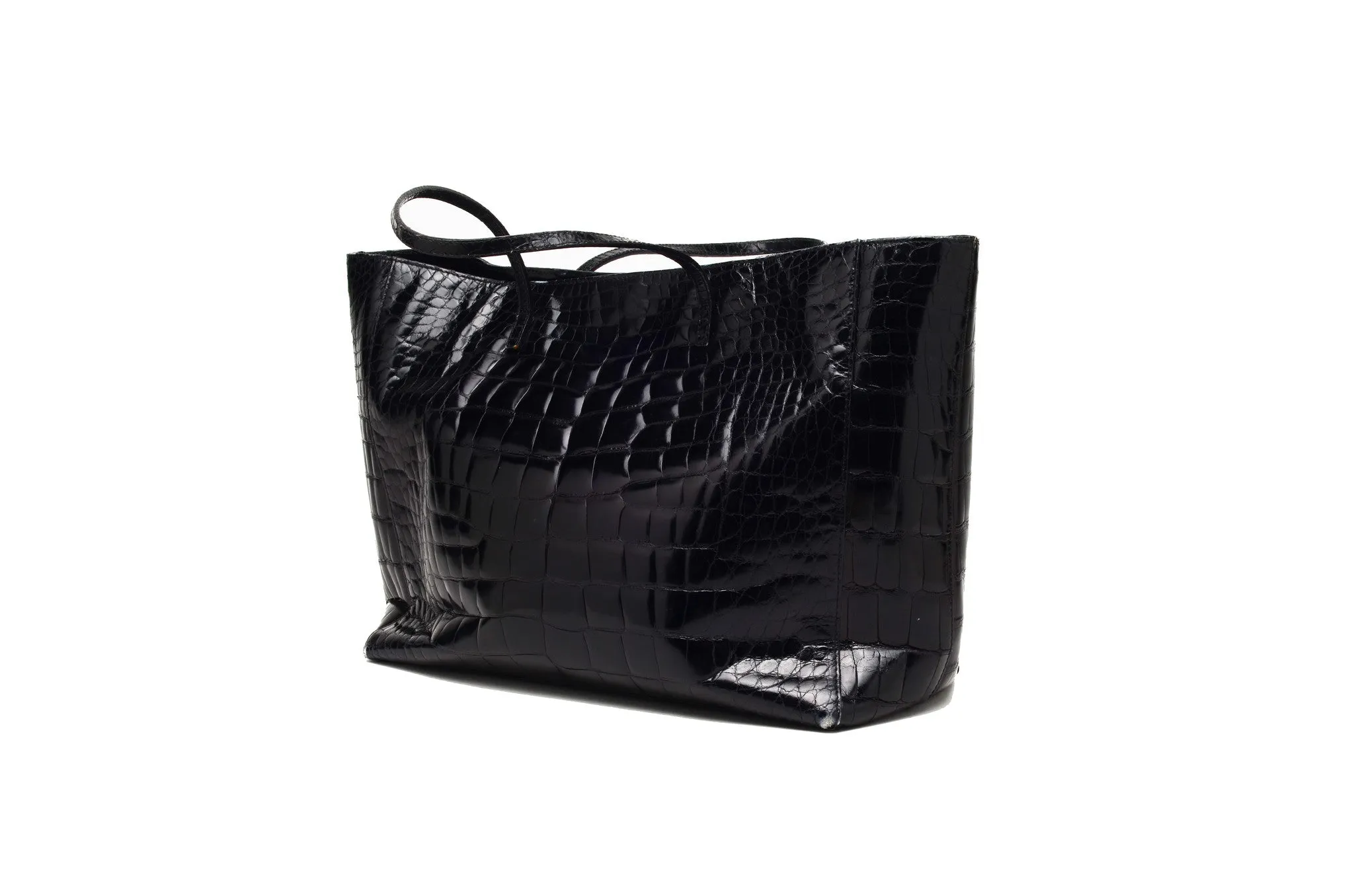 Fendi - Large Black Patent Alligator Bag