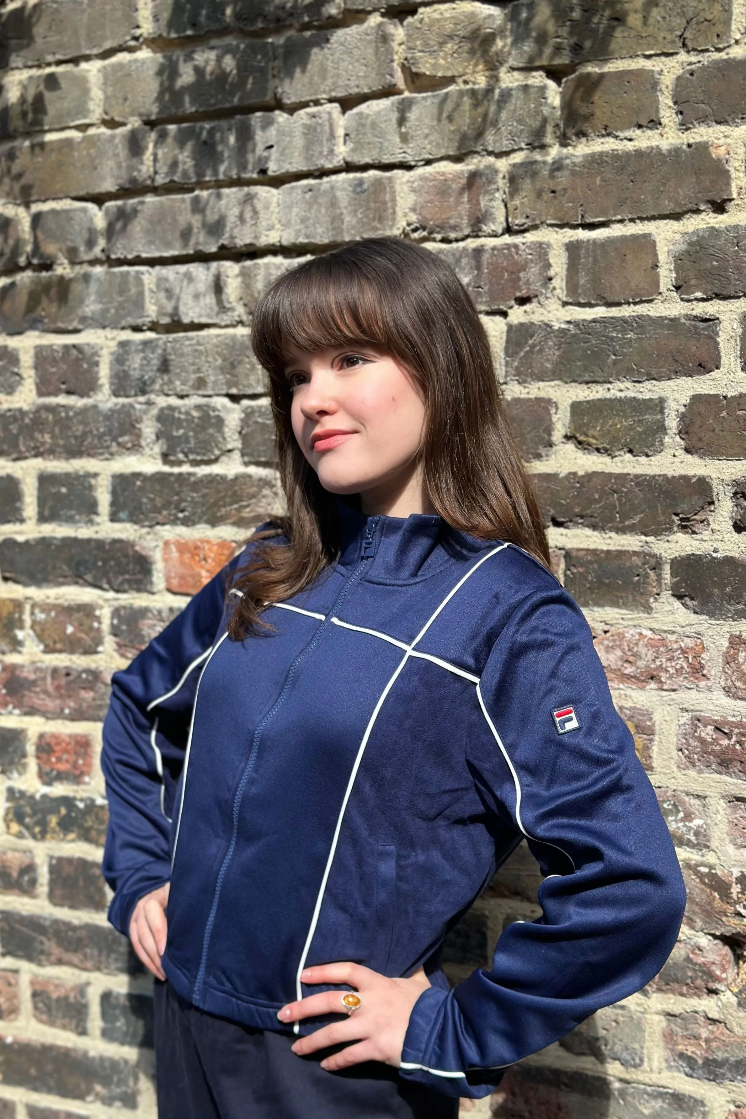 Fila Vintage - Women's Haiden Cropped Navy / Gardenia - Track Top