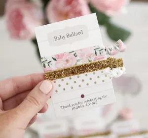 Floral Baby Shower Favors, Pink and Gold, Hair Ties  - FR100