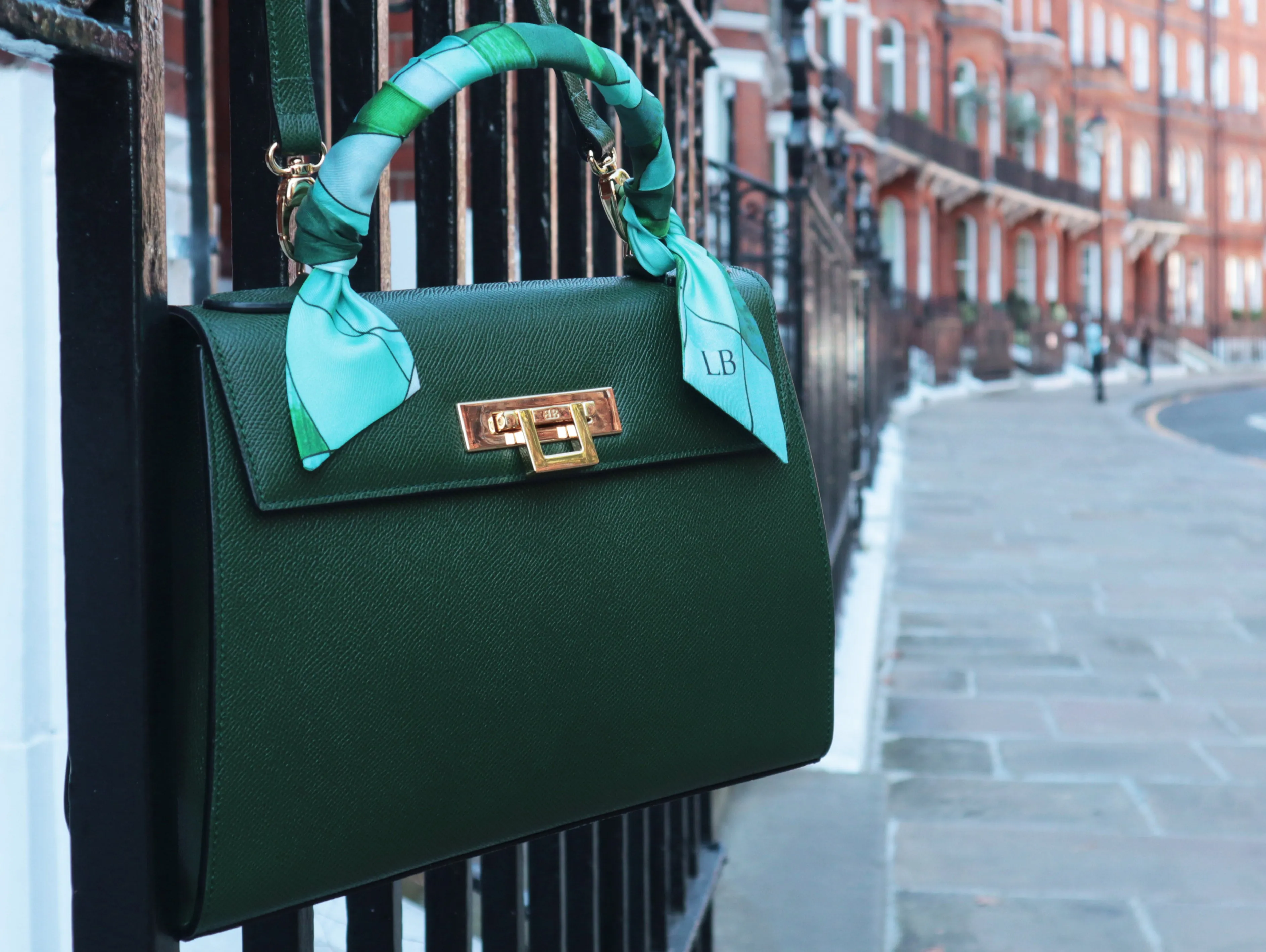 Fonteyn Large Dolomite Pebble Print Calf Leather Handbag - Dark Green