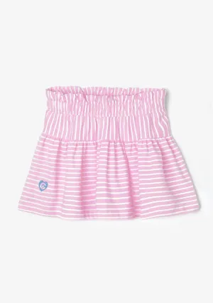 Girl's Pink Stripes Logo Skirt