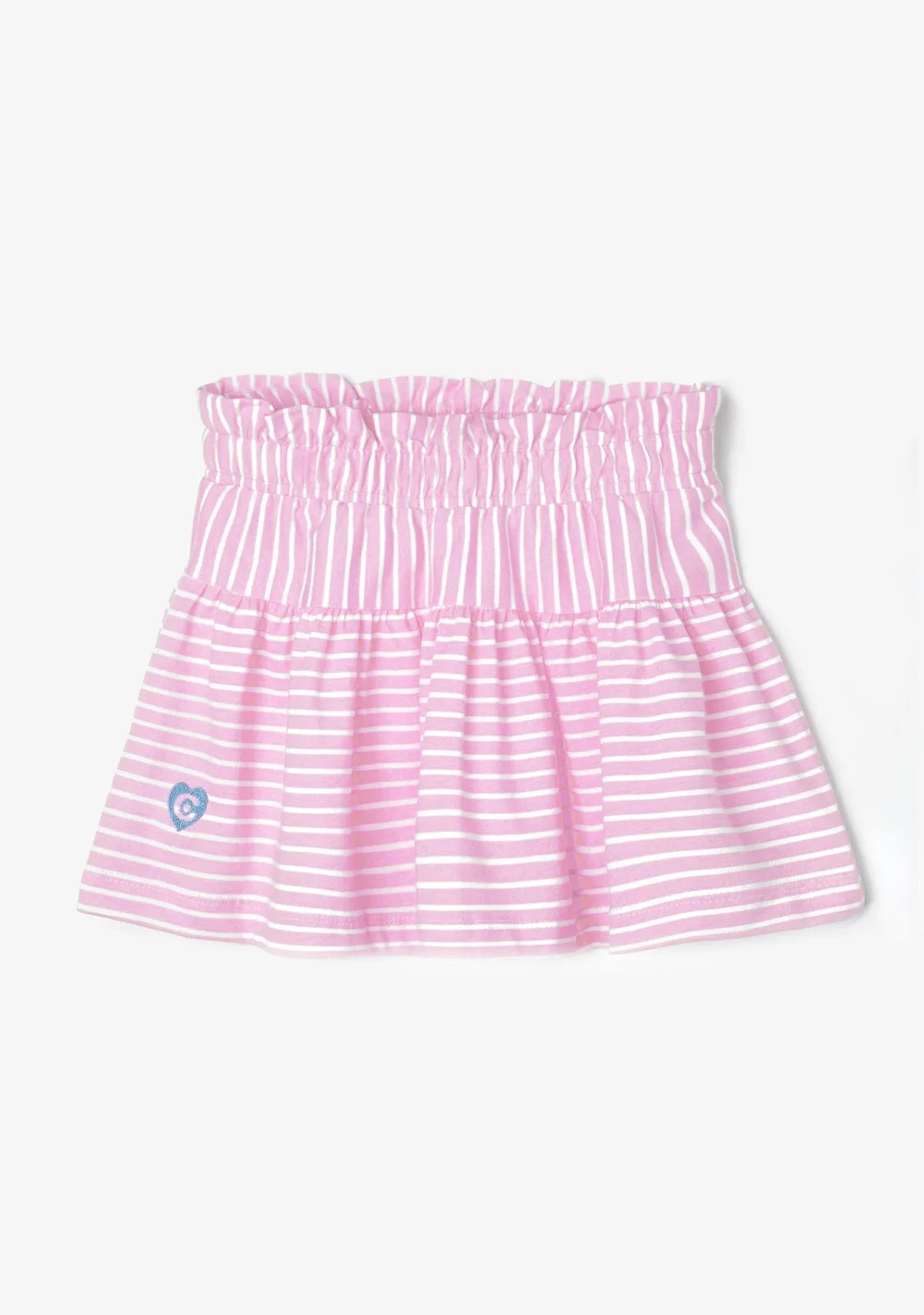 Girl's Pink Stripes Logo Skirt