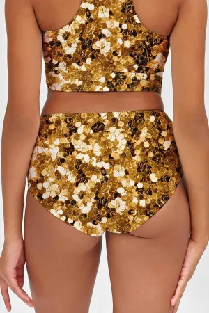 Haute Gold Cara Glitter High-Waist Hipster Bikini Bottom - Women