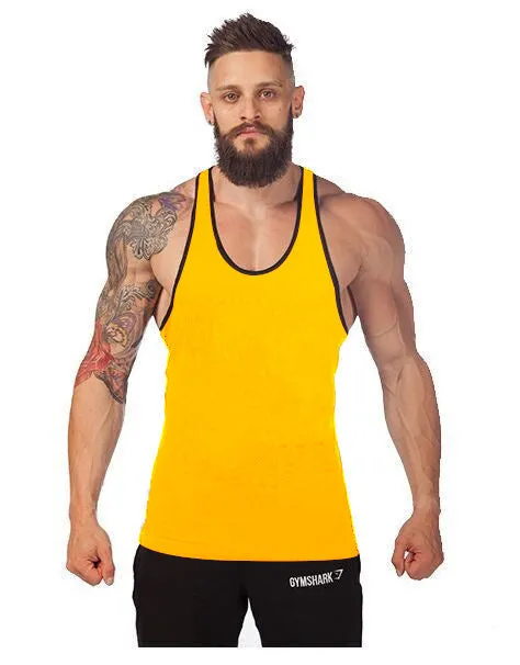 Hot Selling Fitness Europe Basic Sporty Tank Top Stretchable Cotton Solid Colored Men Tank Top