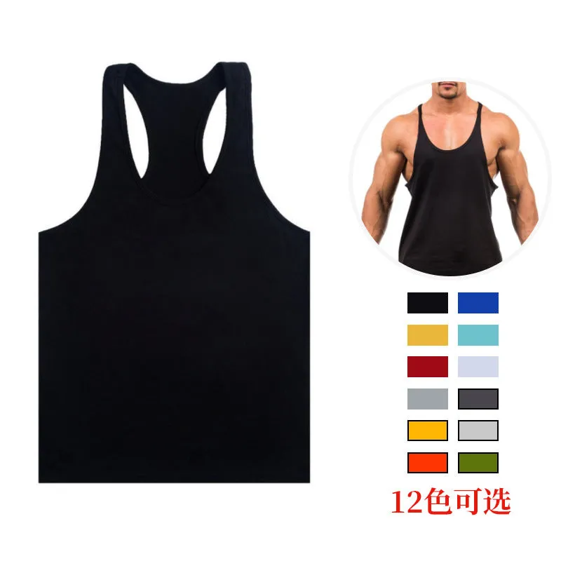 Hot Selling Fitness Europe Basic Sporty Tank Top Stretchable Cotton Solid Colored Men Tank Top