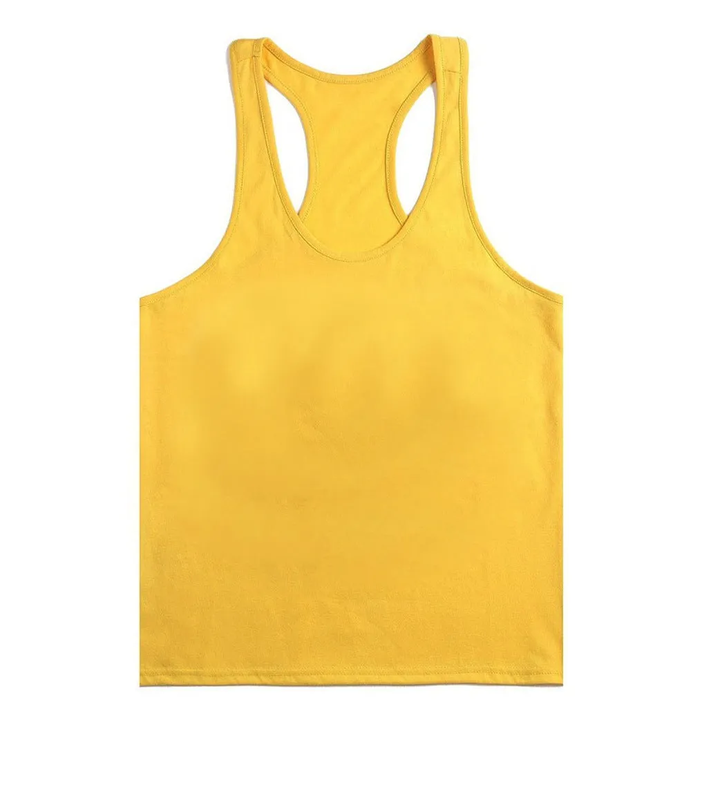 Hot Selling Fitness Europe Basic Sporty Tank Top Stretchable Cotton Solid Colored Men Tank Top