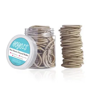 Hoyols 1 inch 2mm Small Light Blonde Hair Ties Thin, Hair Elastics & Ties Ponytail Holders for Thick Hair Bands Pony Tail Holder 100 Count (Light Blonde)