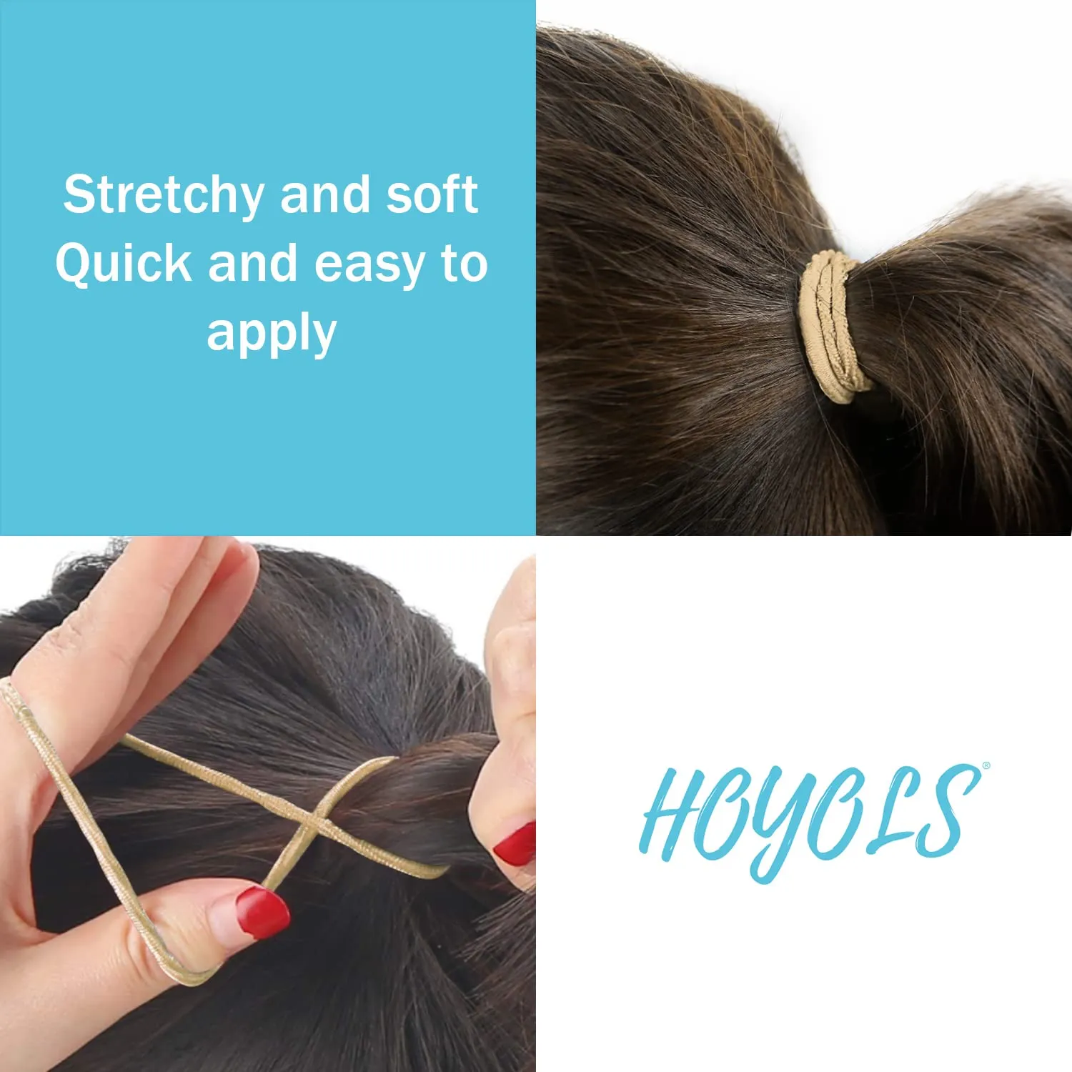 Hoyols 1 inch 2mm Small Light Blonde Hair Ties Thin, Hair Elastics & Ties Ponytail Holders for Thick Hair Bands Pony Tail Holder 100 Count (Light Blonde)