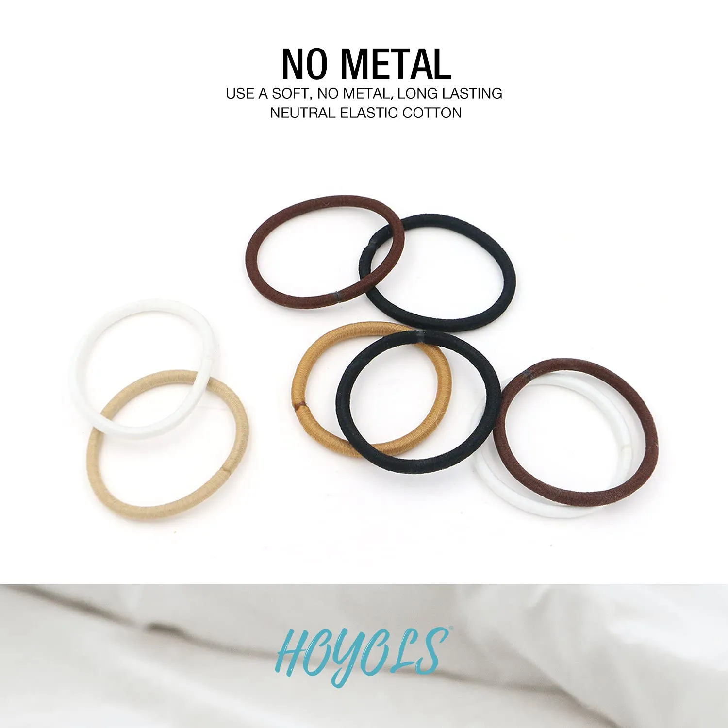Hoyols 1 inch 2mm Small Light Blonde Hair Ties Thin, Hair Elastics & Ties Ponytail Holders for Thick Hair Bands Pony Tail Holder 100 Count (Light Blonde)