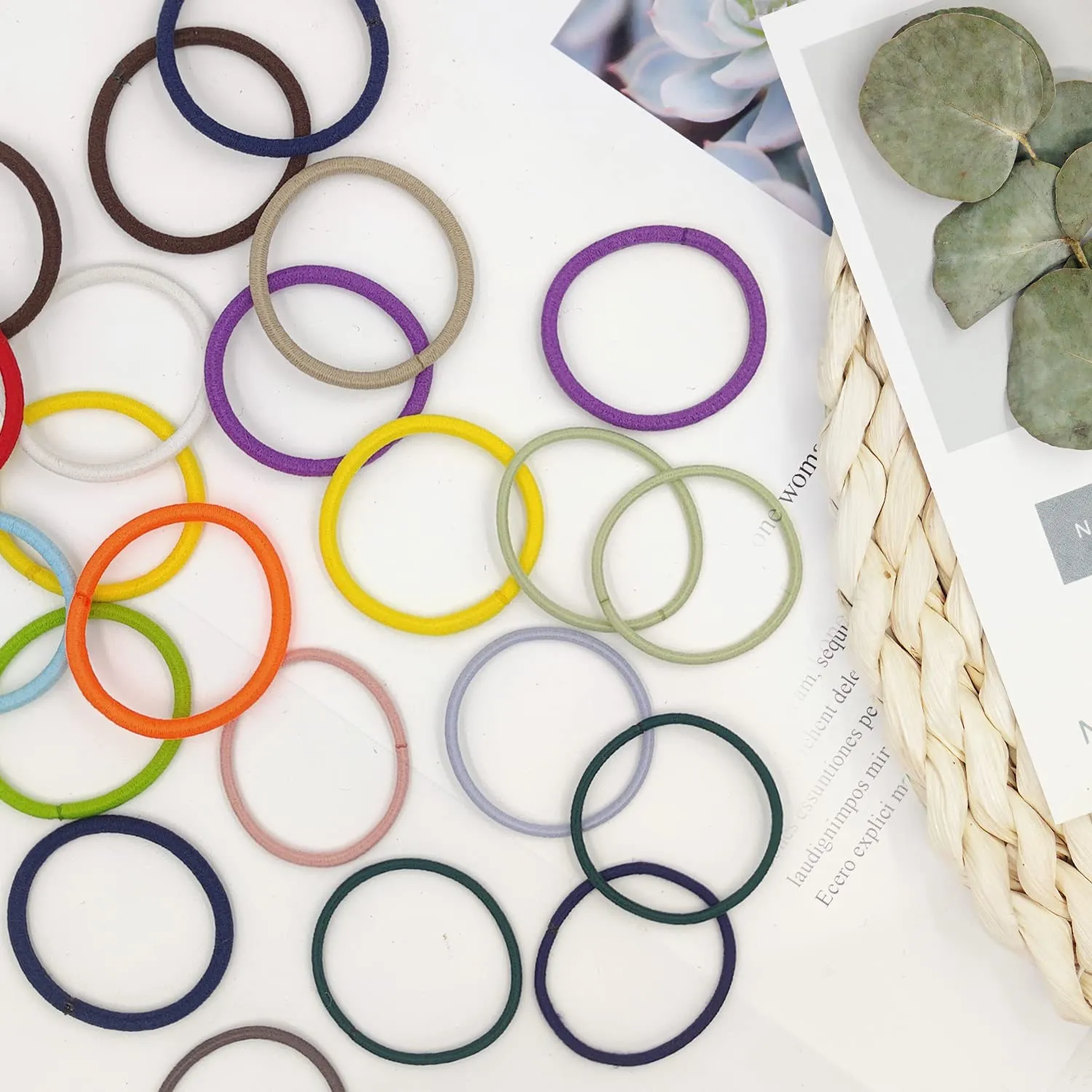 Hoyols 1 inch 2mm Small Light Blonde Hair Ties Thin, Hair Elastics & Ties Ponytail Holders for Thick Hair Bands Pony Tail Holder 100 Count (Light Blonde)
