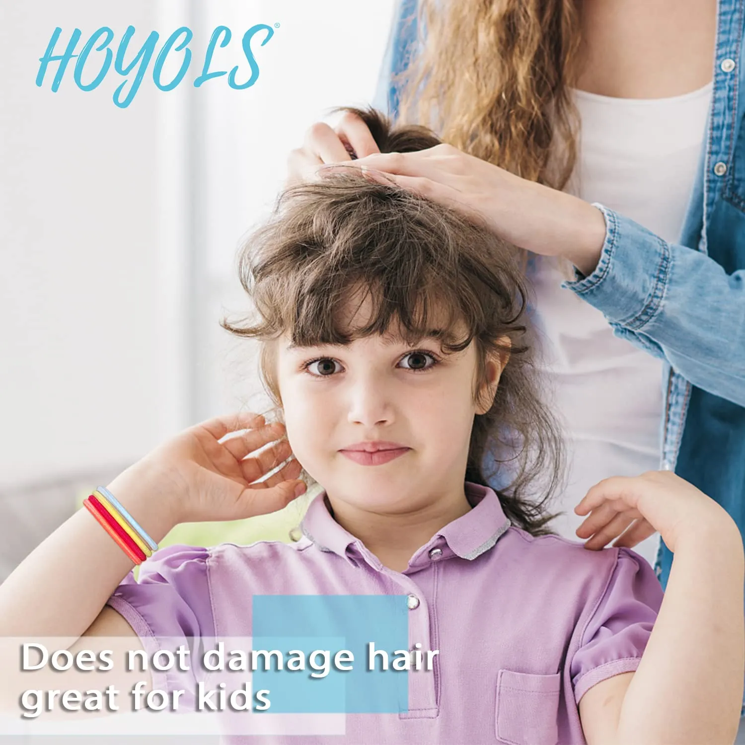 Hoyols 1 inch 2mm Small Light Blonde Hair Ties Thin, Hair Elastics & Ties Ponytail Holders for Thick Hair Bands Pony Tail Holder 100 Count (Light Blonde)