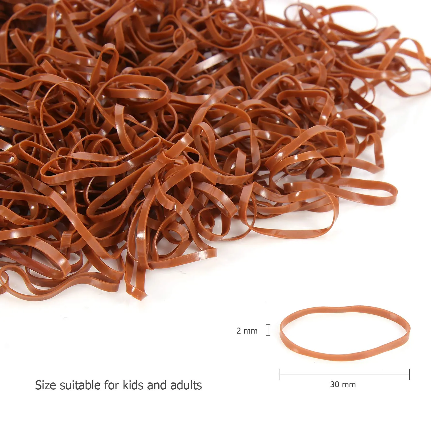 Hoyols Hair Elastic Ties Mini Soft Rubber Bands Ponytail Polyband Braid Holder for Kids Baby Girl 1000 Piece Pack (Caramel)