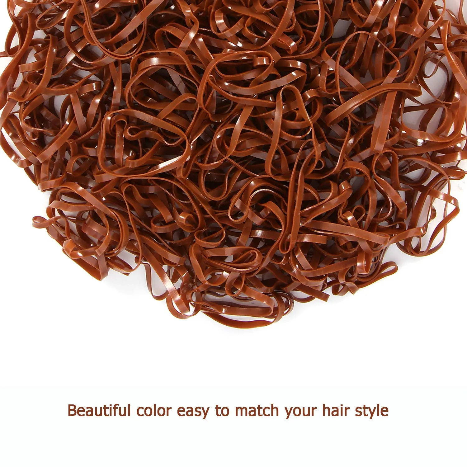 Hoyols Hair Elastic Ties Mini Soft Rubber Bands Ponytail Polyband Braid Holder for Kids Baby Girl 1000 Piece Pack (Caramel)