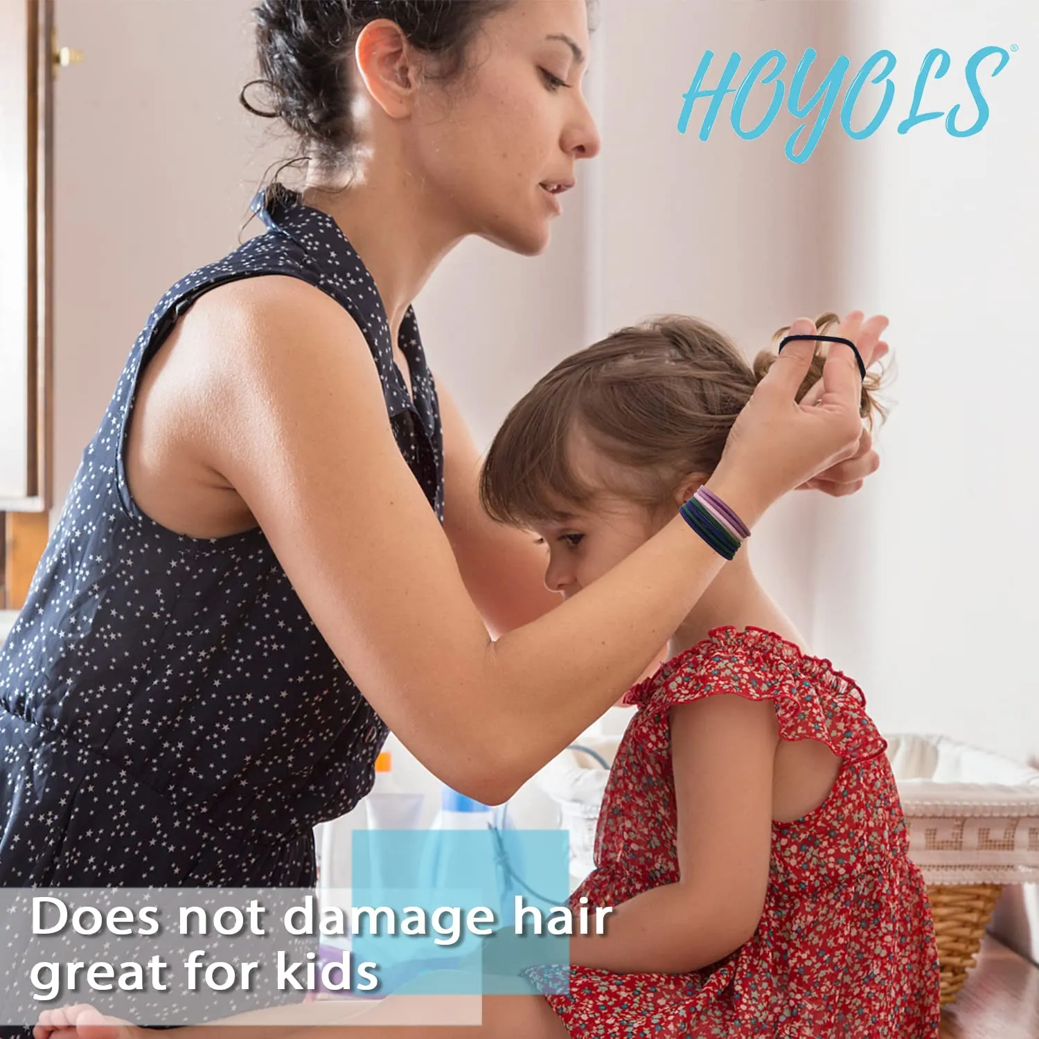 Hoyols Small Golden Blonde Ponytail Holder 2mm, Hair Bands for Girls Kids Women Hair Hairties Ligas Para El Cabello De Mujer Pony Tail Holders 100 Count (Golden Blonde)