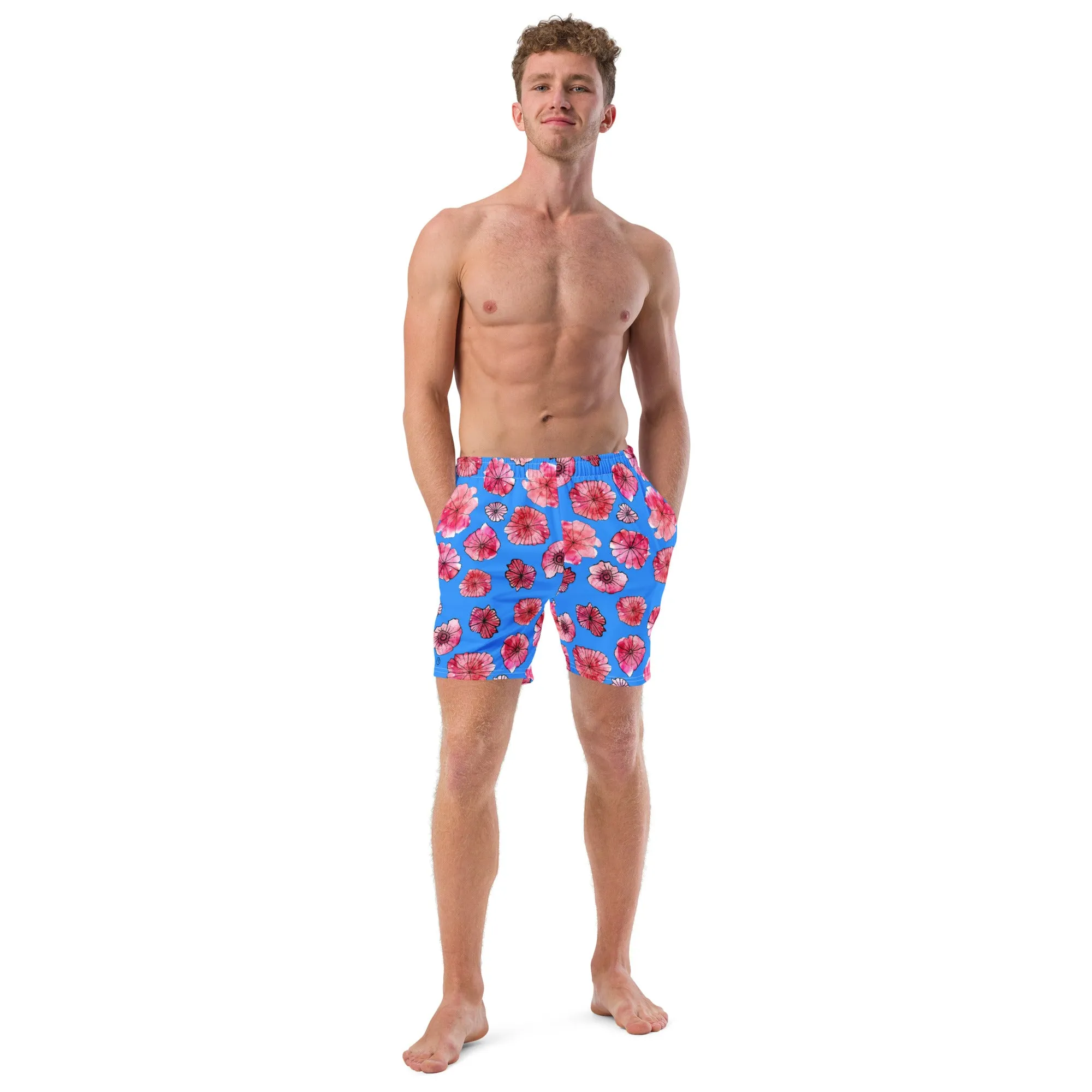 Humble Sportswear™ Men's Floral Blue Swim Trunks