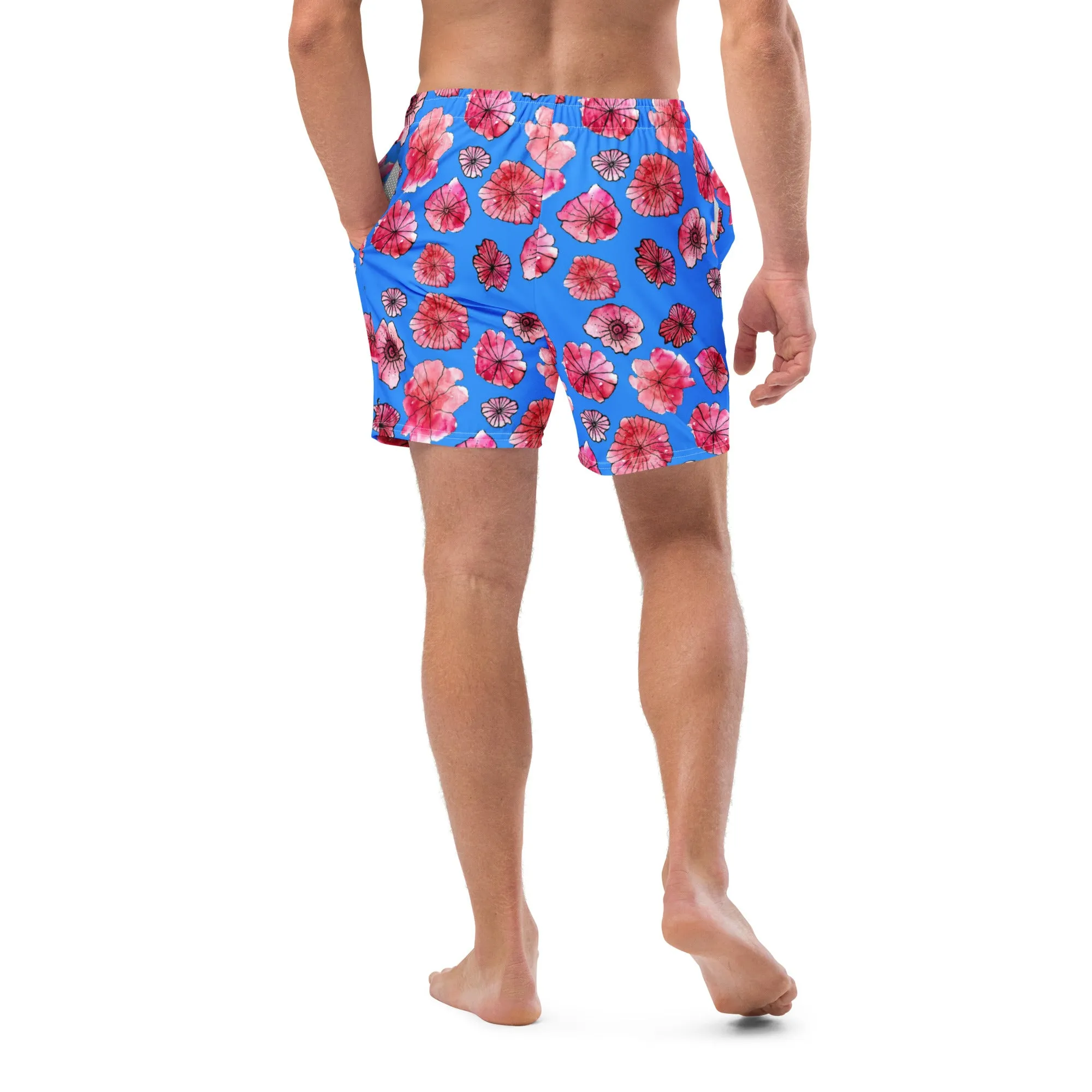 Humble Sportswear™ Men's Floral Blue Swim Trunks