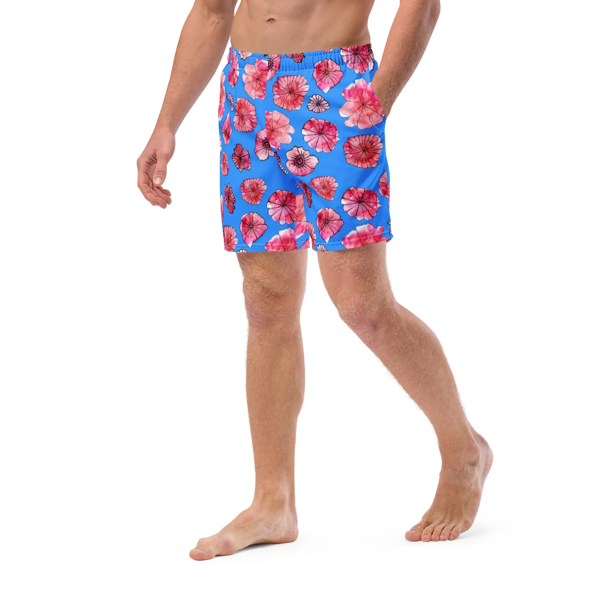 Humble Sportswear™ Men's Floral Blue Swim Trunks