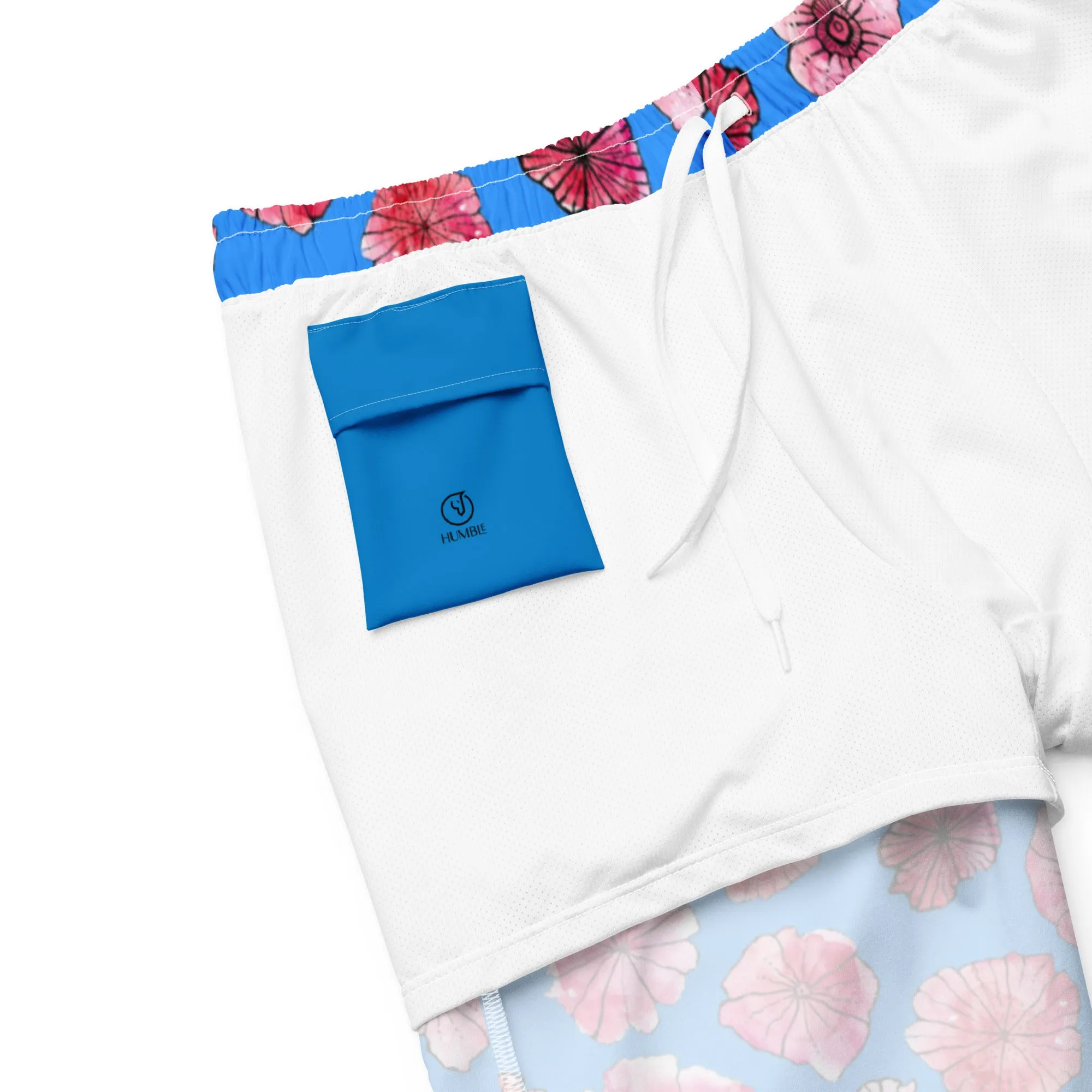 Humble Sportswear™ Men's Floral Blue Swim Trunks