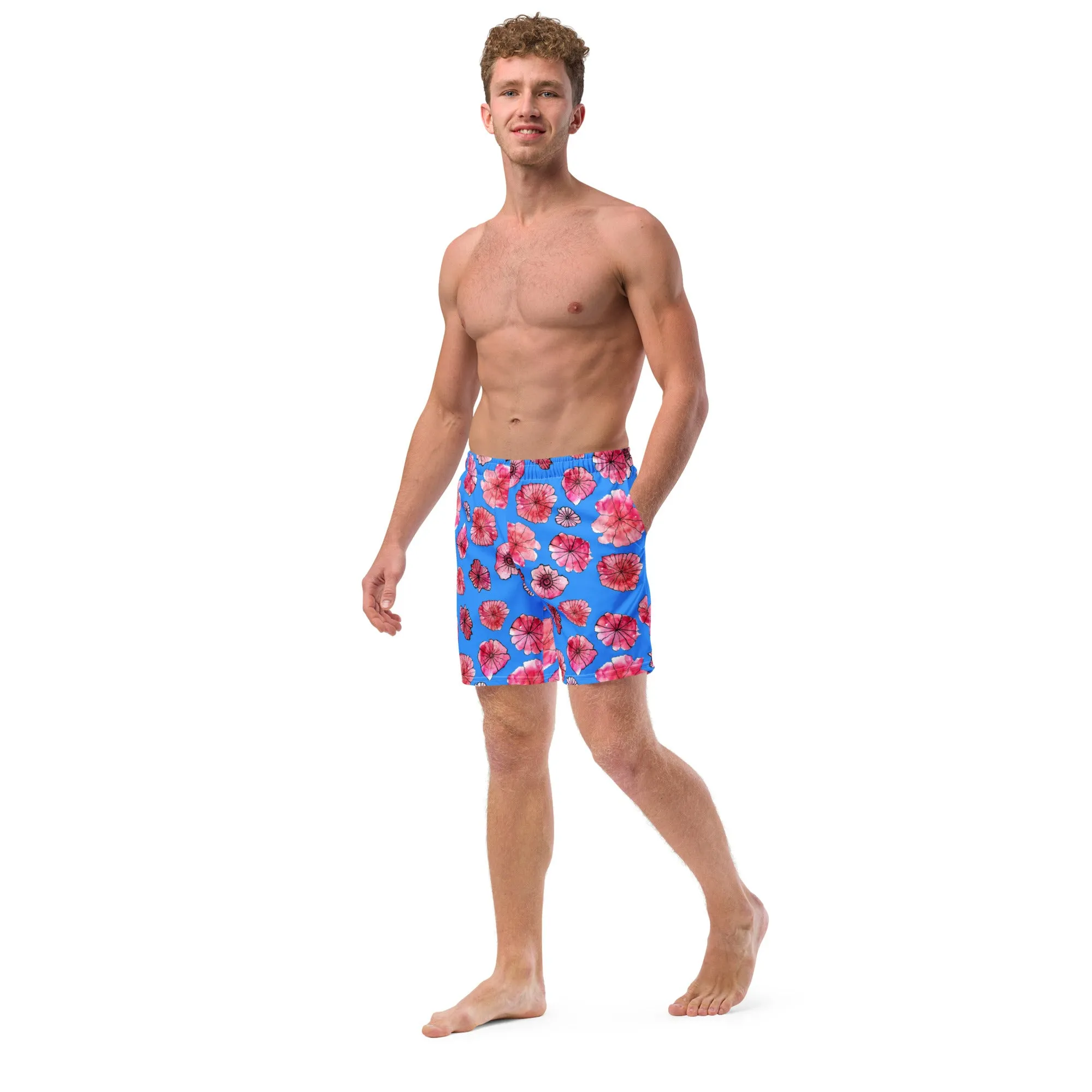 Humble Sportswear™ Men's Floral Blue Swim Trunks