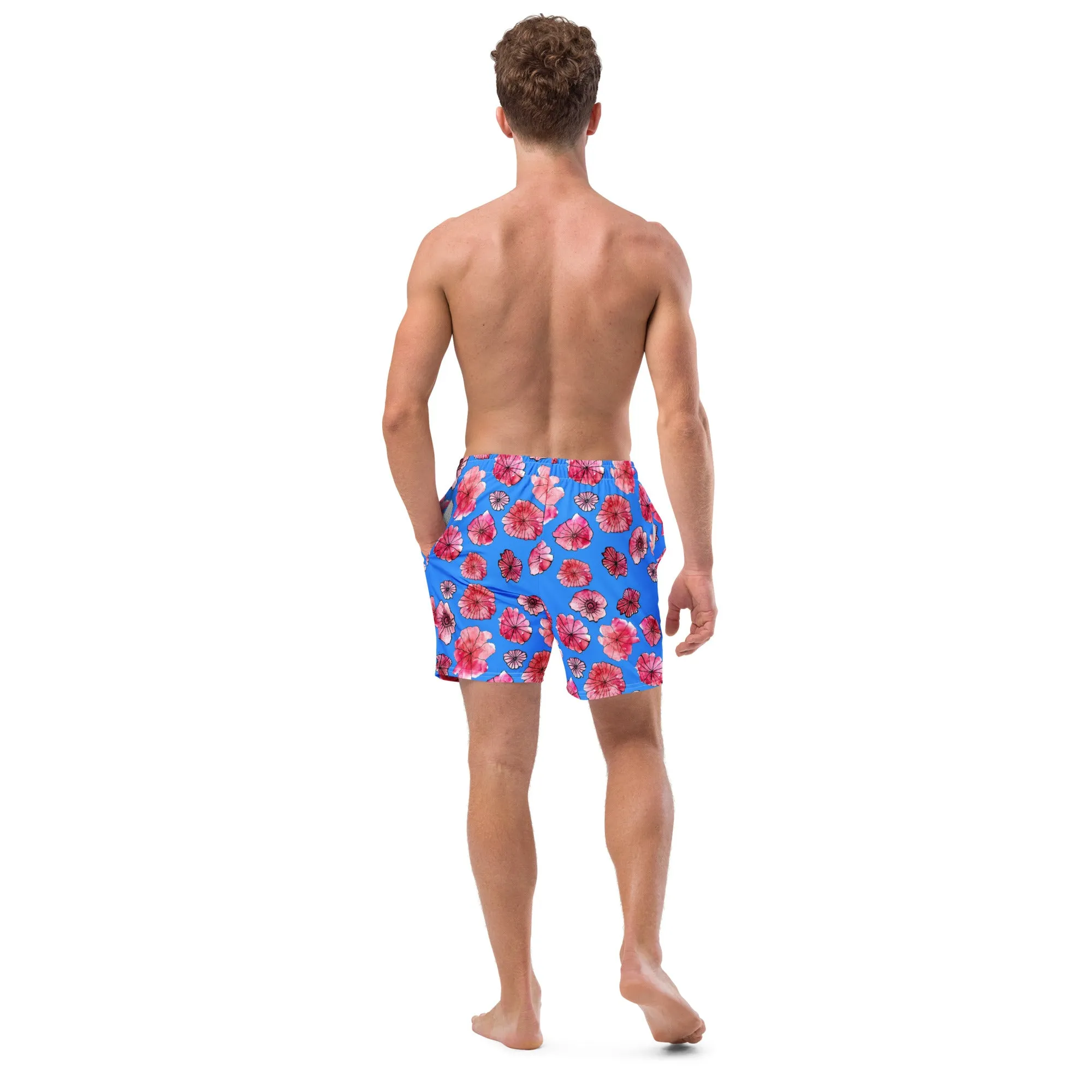 Humble Sportswear™ Men's Floral Blue Swim Trunks