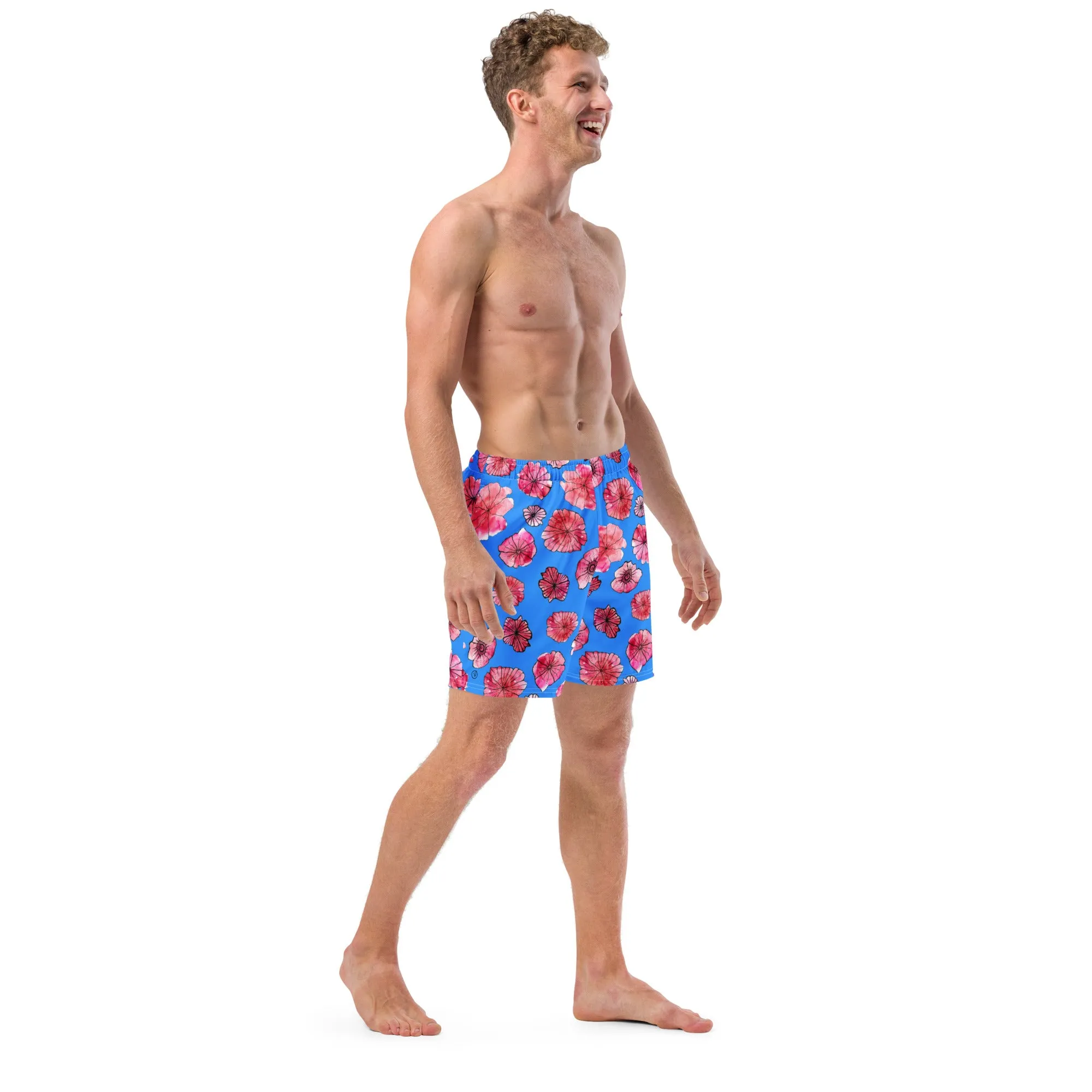 Humble Sportswear™ Men's Floral Blue Swim Trunks