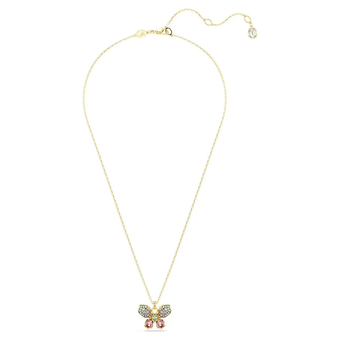 Idyllia Multicoloured Mixed Cuts Pave Butterfly Gold Necklace
