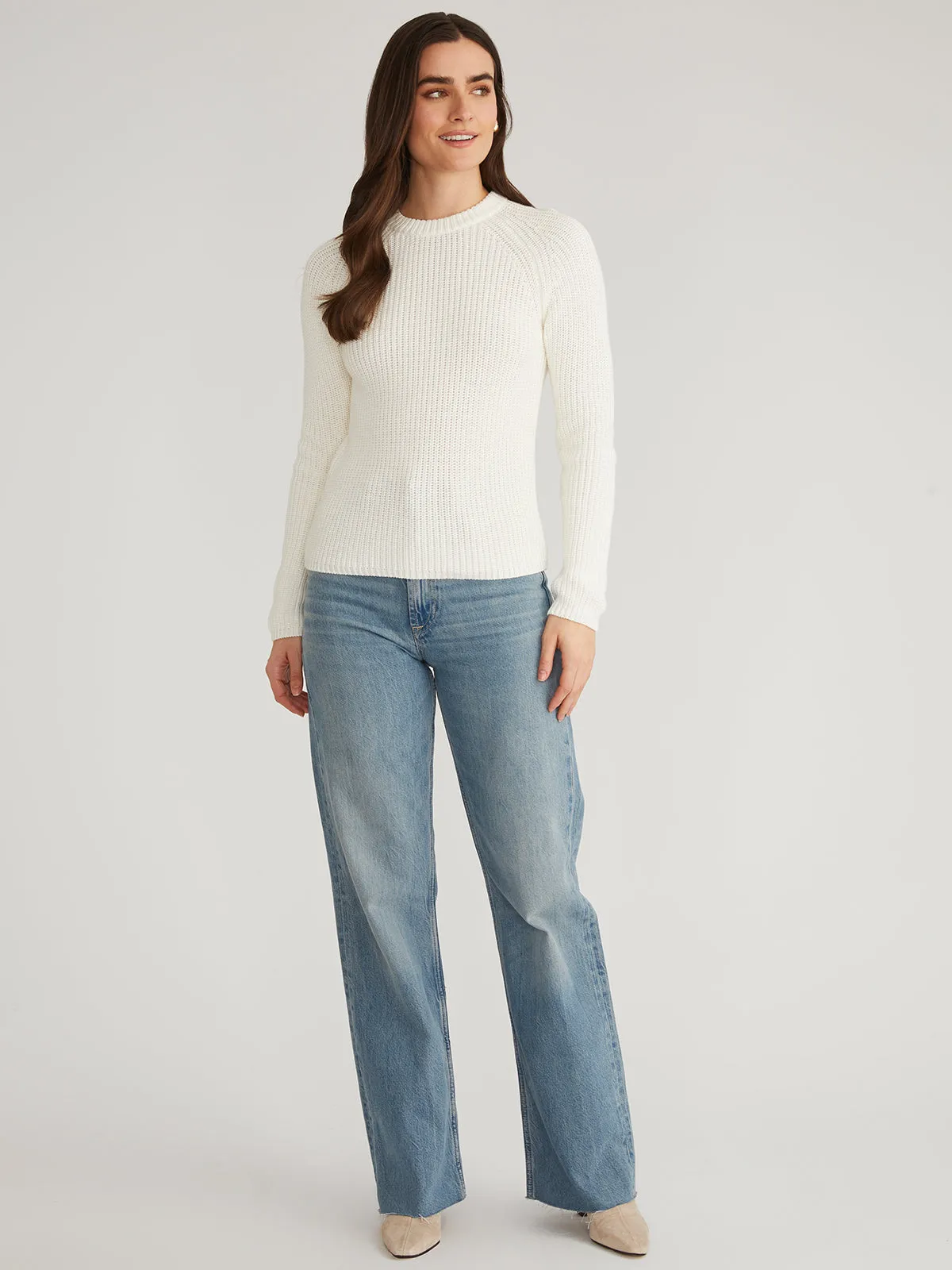 Jane: 100% Cotton Shaker Stitch Raglan Sleeve Sweater