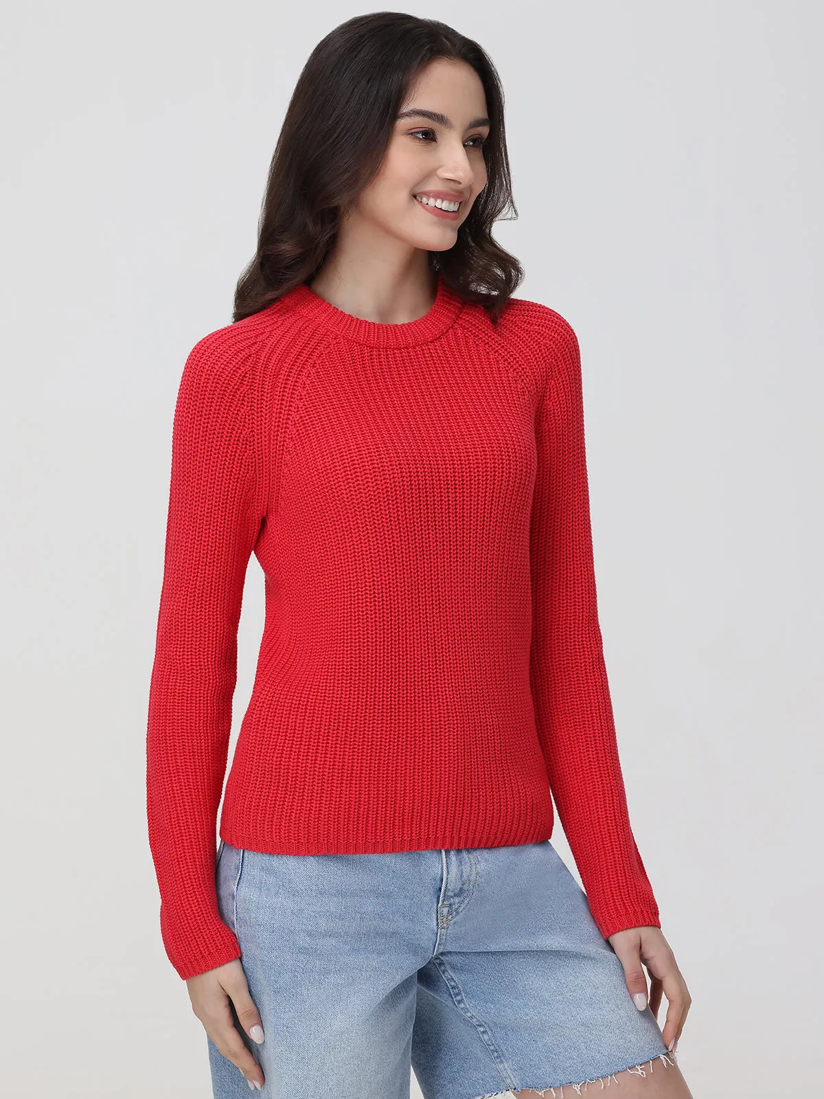 Jane: 100% Cotton Shaker Stitch Raglan Sleeve Sweater