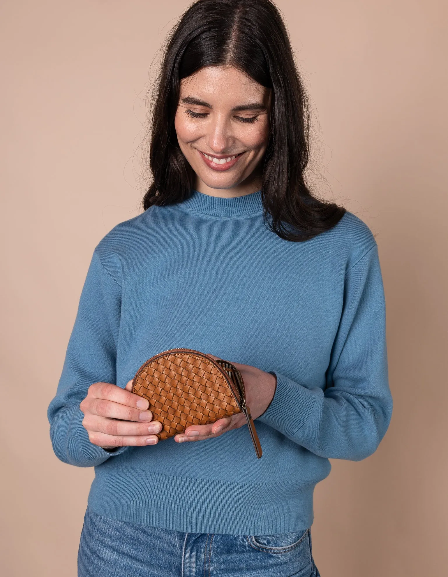 Laura Woven Leather Coin Purse
