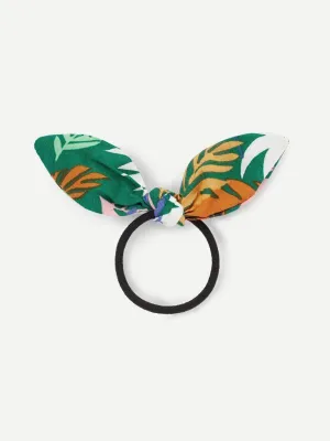 Leaf Print Bow Hair Tie