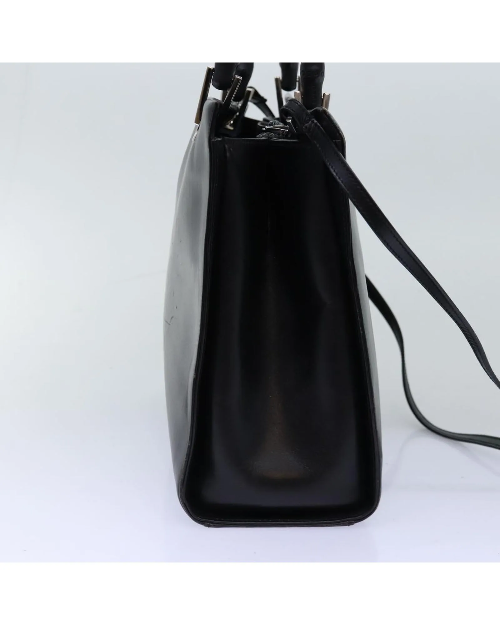 Leather Bamboo Handbag with Shoulder Strap - Authentic Italian Craftsmanship
