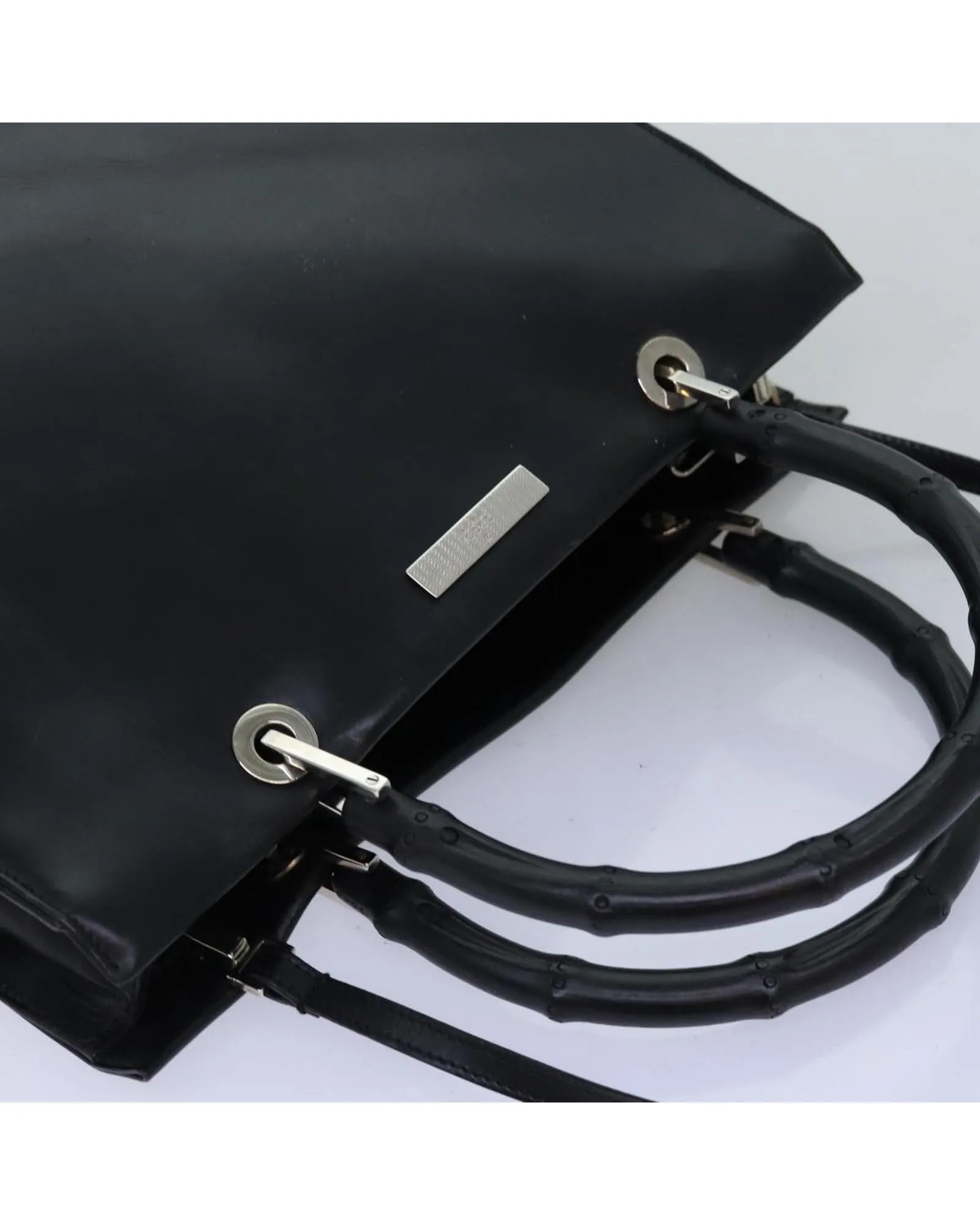 Leather Bamboo Handbag with Shoulder Strap - Authentic Italian Craftsmanship