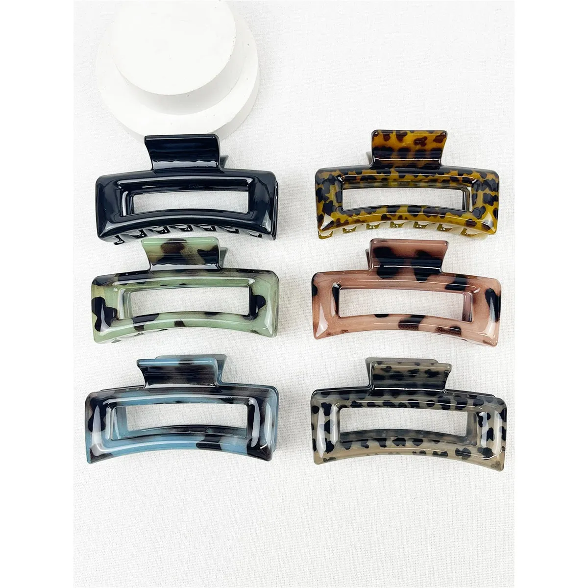Leopard Cut Out Rectangle Hair Clips