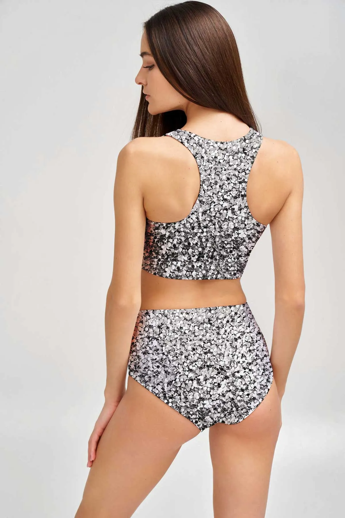 Let It Glow Cara Glitter High-Waist Hipster Bikini Bottom - Women
