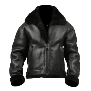 Men's Airforce Flight Faux Shearling Real Leather Jacket
