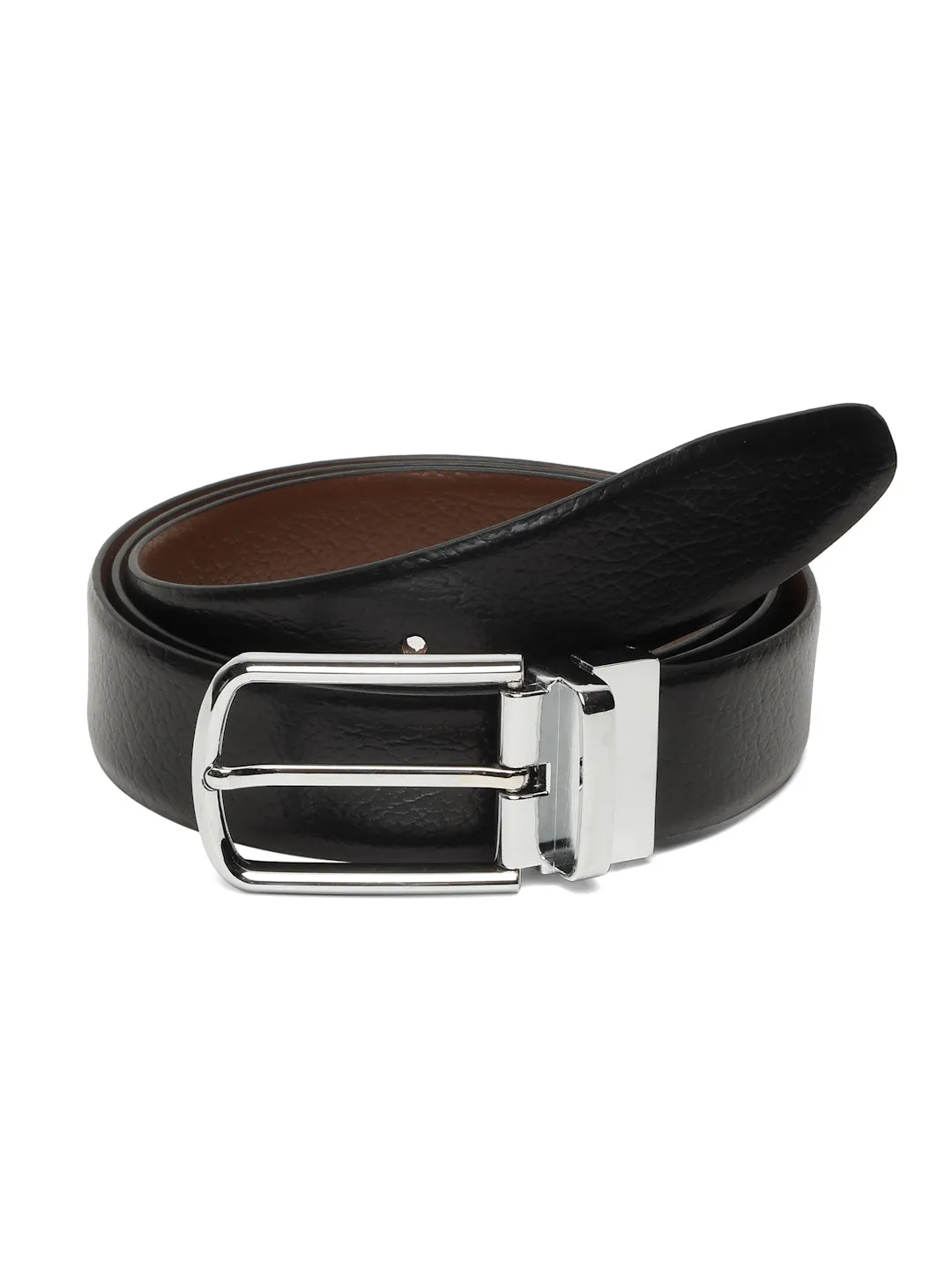 Men's Black & Brown Texture Reversible Leather Belt
