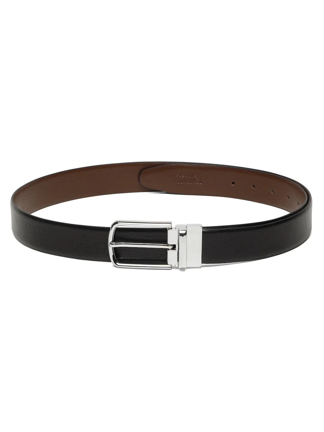 Men's Black & Brown Texture Reversible Leather Belt