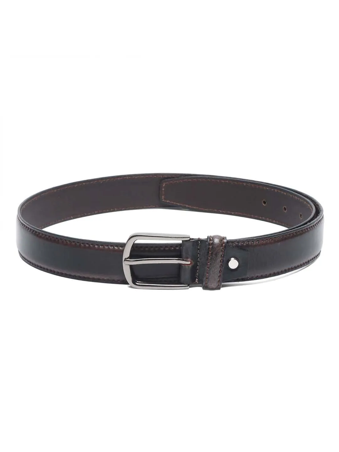 Men'S Dark Brown Italian Raw Crunch Leather Belt Handcrafted With Glossy Buckle