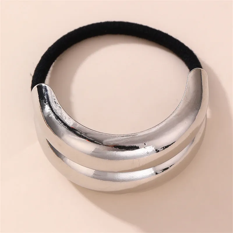 Metal Geometric Silver Elastic Hair Ties jlts0493