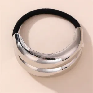 Metal Geometric Silver Elastic Hair Ties jlts0493