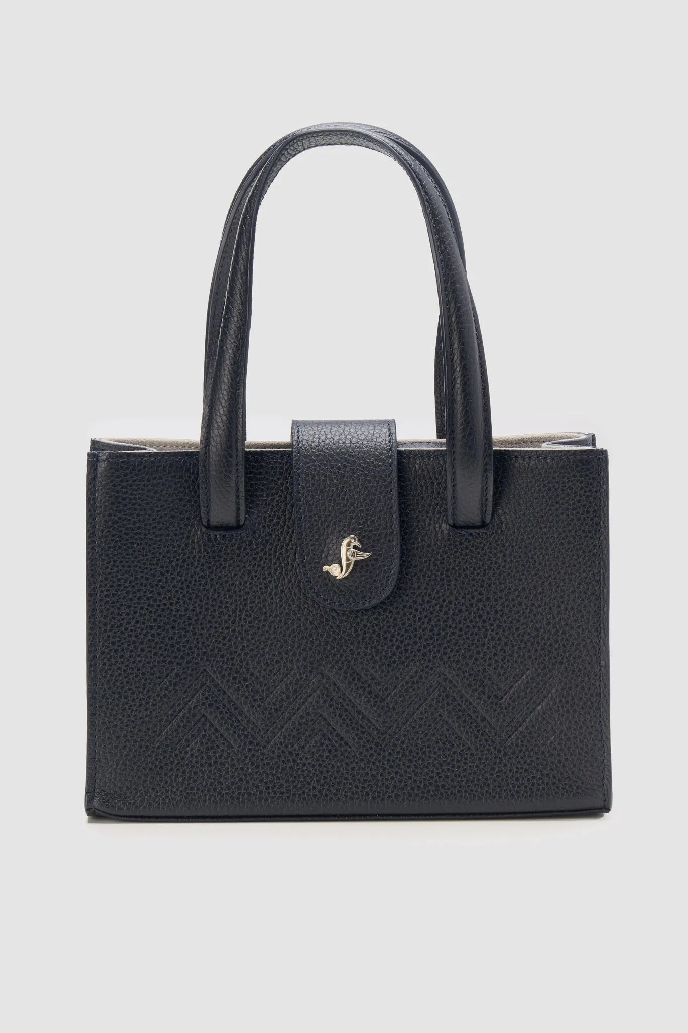 Mini leather crossover tote in dark navy