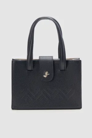 Mini leather crossover tote in dark navy