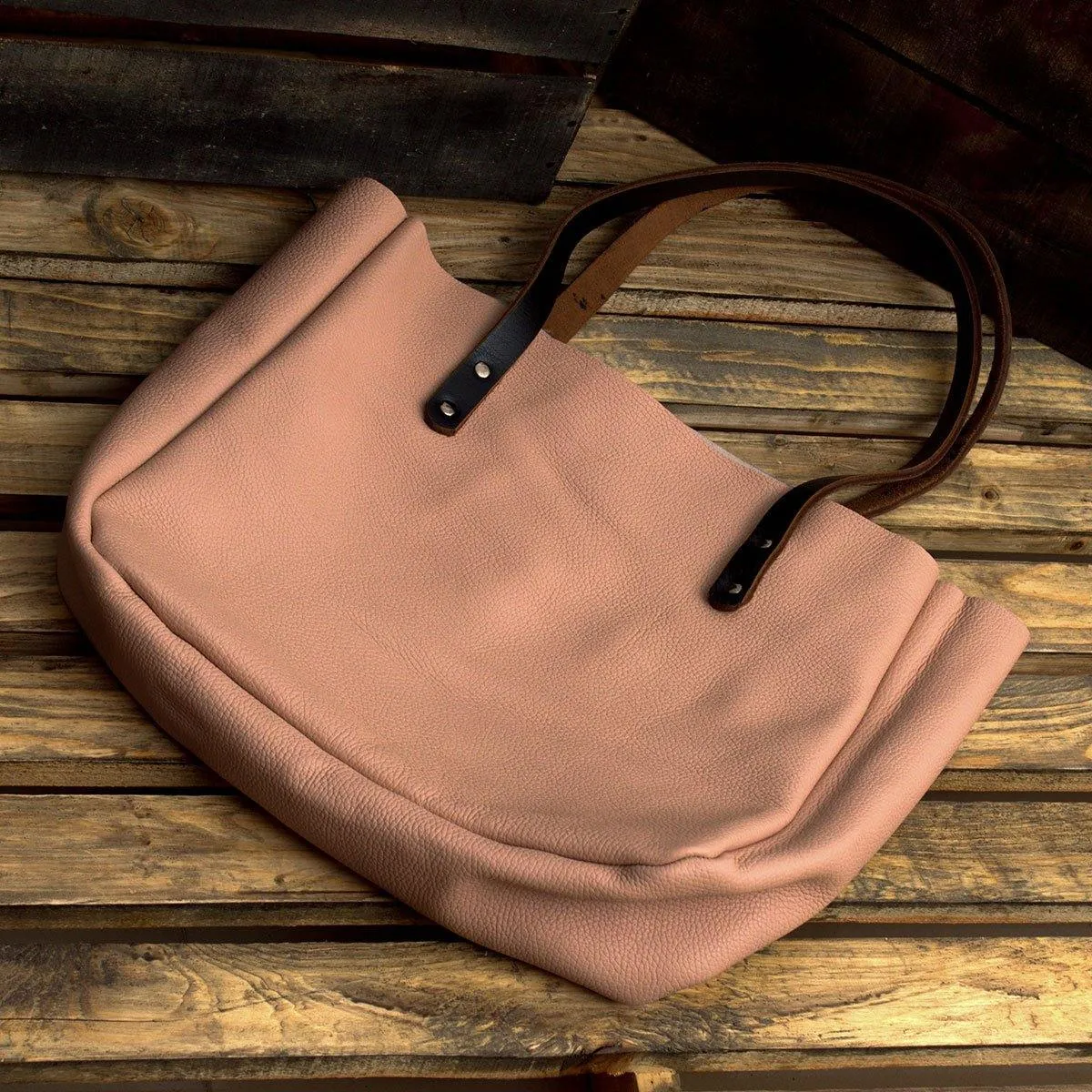 MONT5 Kel Personalized Carryall Pink Leather Tote