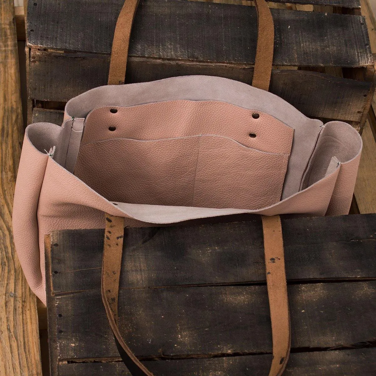 MONT5 Kel Personalized Carryall Pink Leather Tote