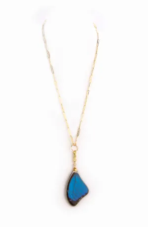 Morphos Paperclip Necklace Blue Pendant