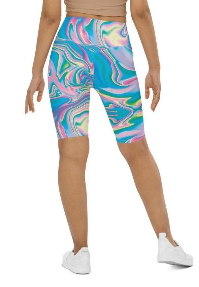 Neon Psychedelic Biker Shorts