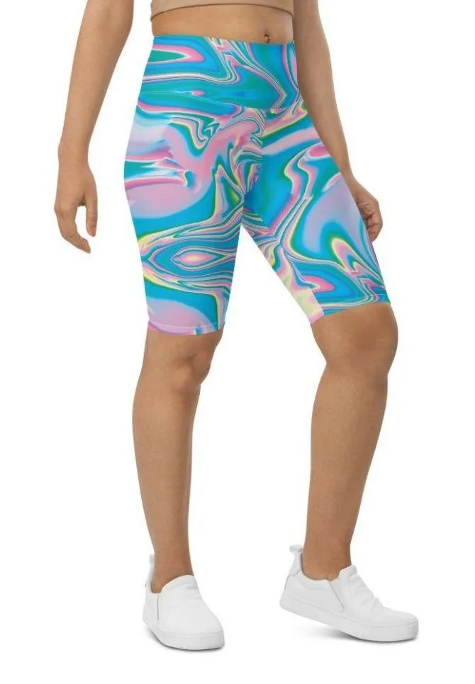 Neon Psychedelic Biker Shorts