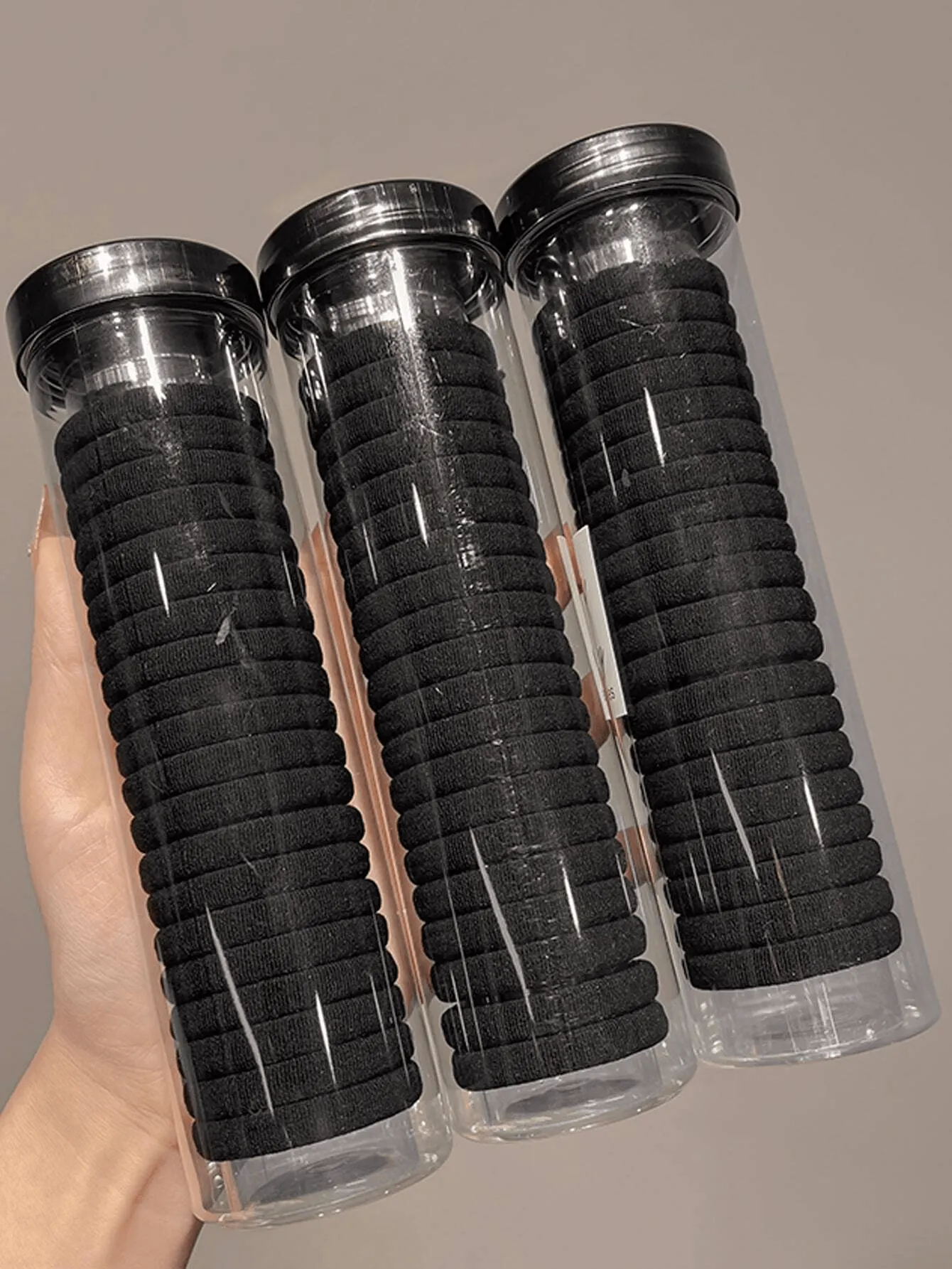 Nylon Elastic Rubber Band Seamless Hair Band (Black) - 72 Pcs