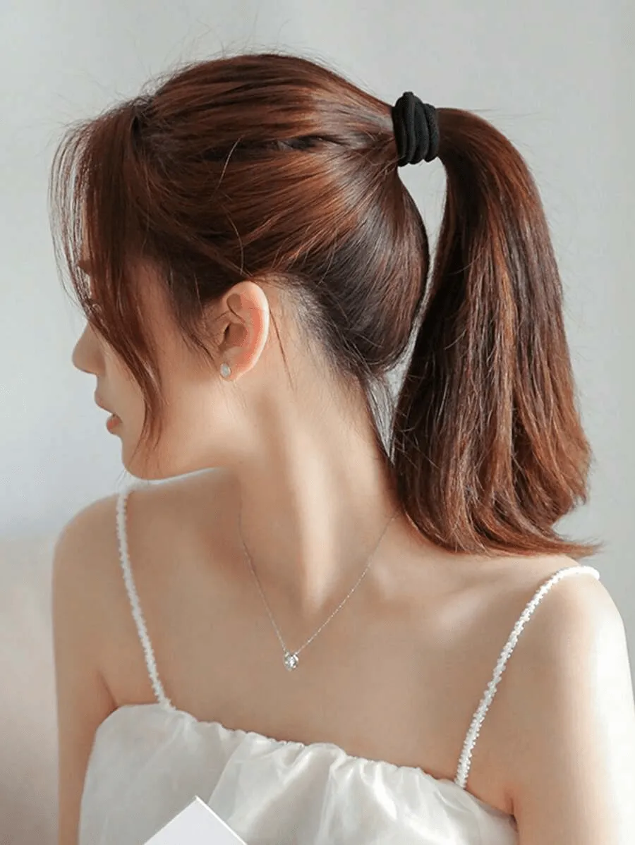 Nylon Elastic Rubber Band Seamless Hair Band (Black) - 72 Pcs