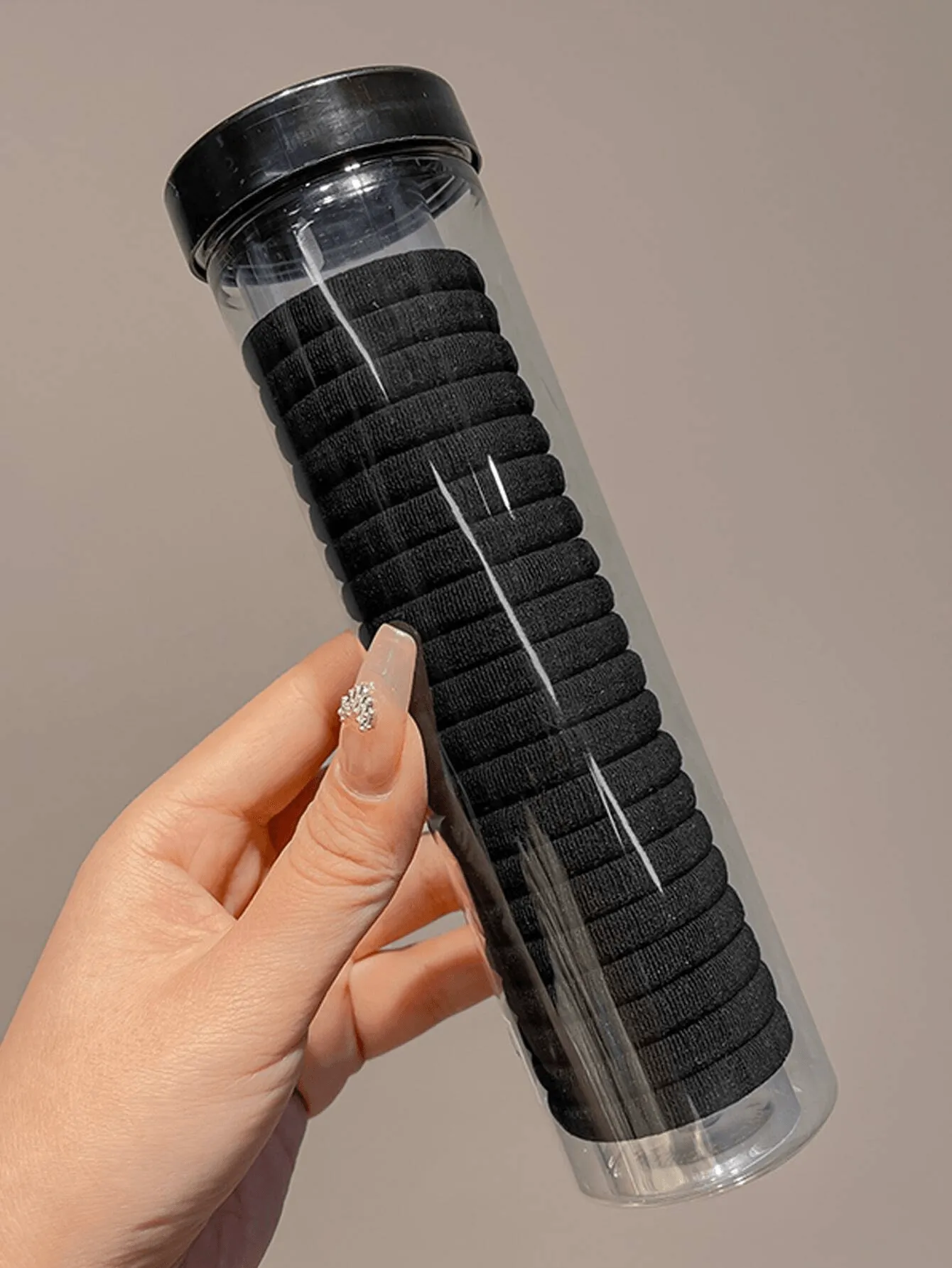 Nylon Elastic Rubber Band Seamless Hair Band (Black) - 72 Pcs